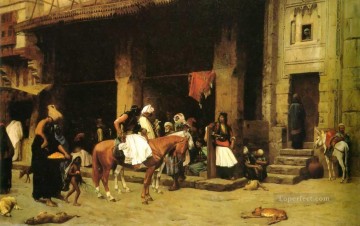  Cairo Painting - A Street Scene in Cairo Arab Jean Leon Gerome